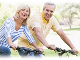 Couple riding bicycles